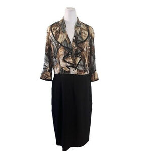 Frank Lyman Ruffle Lapel Pencil Skirt Dress Size 10